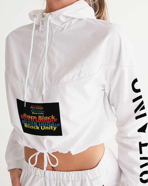 B-U BE UNIQUE Women's All-Over Print Cropped Windbreaker